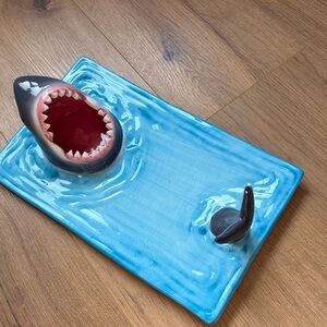 Shark Plate! Great for snacks, jewelry, a catch-all. 12.5” long. Small chip